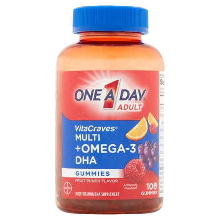 One A Day VitaCraves Adult Plus Omega-3 DHA Multivitamin Gummies, 100 ct