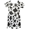 thumbnail image 3 of Suhoaziia Cow Print Twirl Bodysuit Dress Baby Round Neck Stretchy Twirly Skater Dress for Playing Outdoor,Midi Length Aesthetic Toddler Girls Dress Up Size 7Y-8Y, 3 of 5
