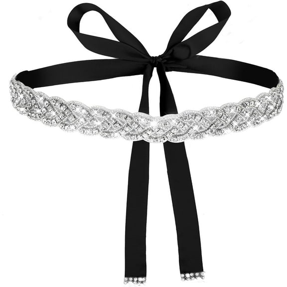 Handcrafted Bridal Rhinestone Wedding Waist Belt for Women, Bling Crystal Belts Glitter Ribbon Belt for Jeans Dress