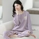 thumbnail image 1 of Pijamas de mujer de primavera y otoño de algodón de manga larga pantalones largos de otoño e invierno de algodón para uso exterior ropa informal para el hogar, 1 of 6