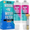 thumbnail image 1 of 2PK Marine Inline RV Water Filter for Hose Inline Water Filter for Garden Hose In Line RV Water Filter System Outside Camper Boat Car Washing NSF Certified Chlorine Clear Filter Drinking or Wash Down, 1 of 7
