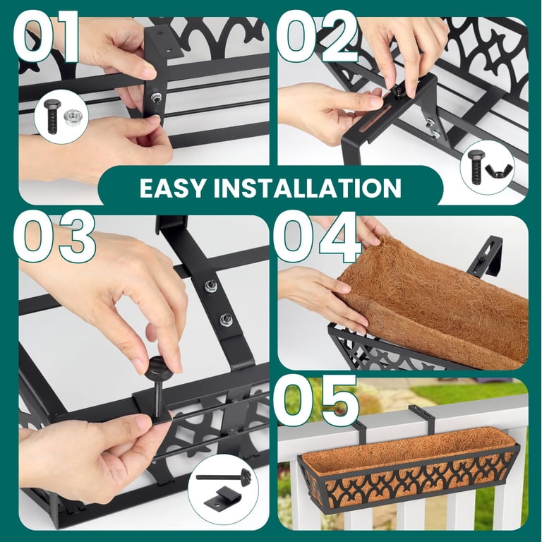 Window Box Railing Hanging Planter Coco Liner Basket, - Walmart.com