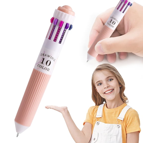 1 Pack Multicolor Ballpoint Pens, 10-in-1 Colored Ballpoint Pen, 0.8mm Fine Point Smooth Writing, Retractable Ballpoint Pens for Office Classroom Study Work