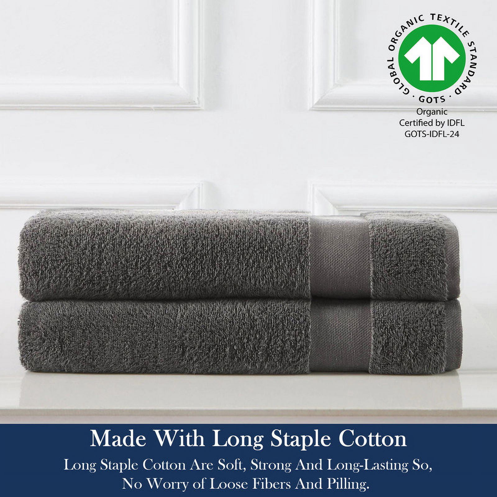Delara Organic Cotton Luxuriously Plush Hand Towel Pack of 2 | GOTS & OEKO-TEX Certified | Premium Hotel Quality Towels | Feather Touch Technology|650 GSM Soft,Quick Dry & Ultra-Absorbent