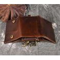 thumbnail image 4 of Le'aokuu Mens Genuine Leather Car Key Case Loop Hook Coin Case Mini Wallet Snap Coffee, 4 of 7