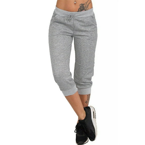 Aunavey Women's Drawstring Waist Long Workout Yoga Active Pant with Pocket High Waisted Capri Leggings Jogger Sweatpants