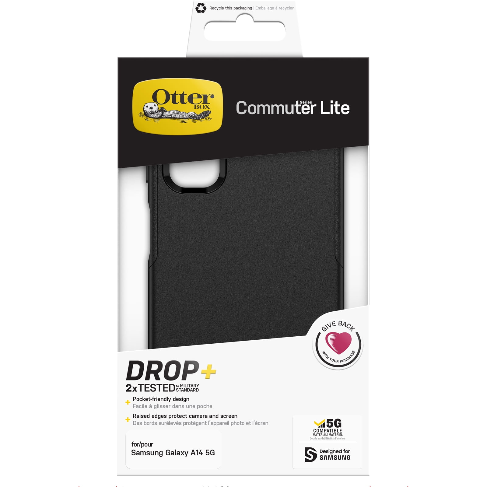 (2 pack) OtterBox Commuter Series Lite Case for Samsung Galaxy A14 5G - Black