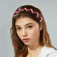 thumbnail image 2 of Unique Bargains 1 Pc Hairband Velvet Pearl Wave Teeth Hair Accessories for Women Red, 2 of 5