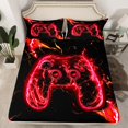 thumbnail image 2 of Manfei Red Gamepad Twin Sheet Sets,Modern Gamer Twin Fitted Sheet,Kids Video Game Flat Sheet,Ultra Soft Home Decor,3 Pieces, 2 of 7