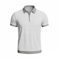 thumbnail image 4 of JSKUMAR Men's Zipper Polor Shirt Short Sleeve Knit Lapel Casual T Shirt Classic Fit Tops Lightweight Golf Tops White,3XL, 4 of 6