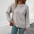 thumbnail image 5 of Baqcunre Women's Clothing, Womens Tops 2025 Oversized Long Sleeve Crewneck Waffle Knit Shirts Business Casual Blouses Basic Shirts Valentines Day Gifts, 1Pc Sweater Gray L, 5 of 6