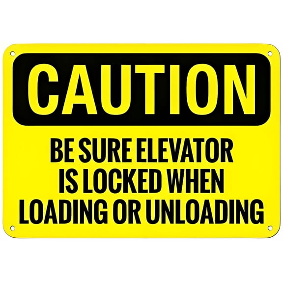 Elevator Lock When Loading/Unloading Sign NO.27628 - 12×8 Inches, Metal Tin Warning Sign, Clear Alert for Home & Business