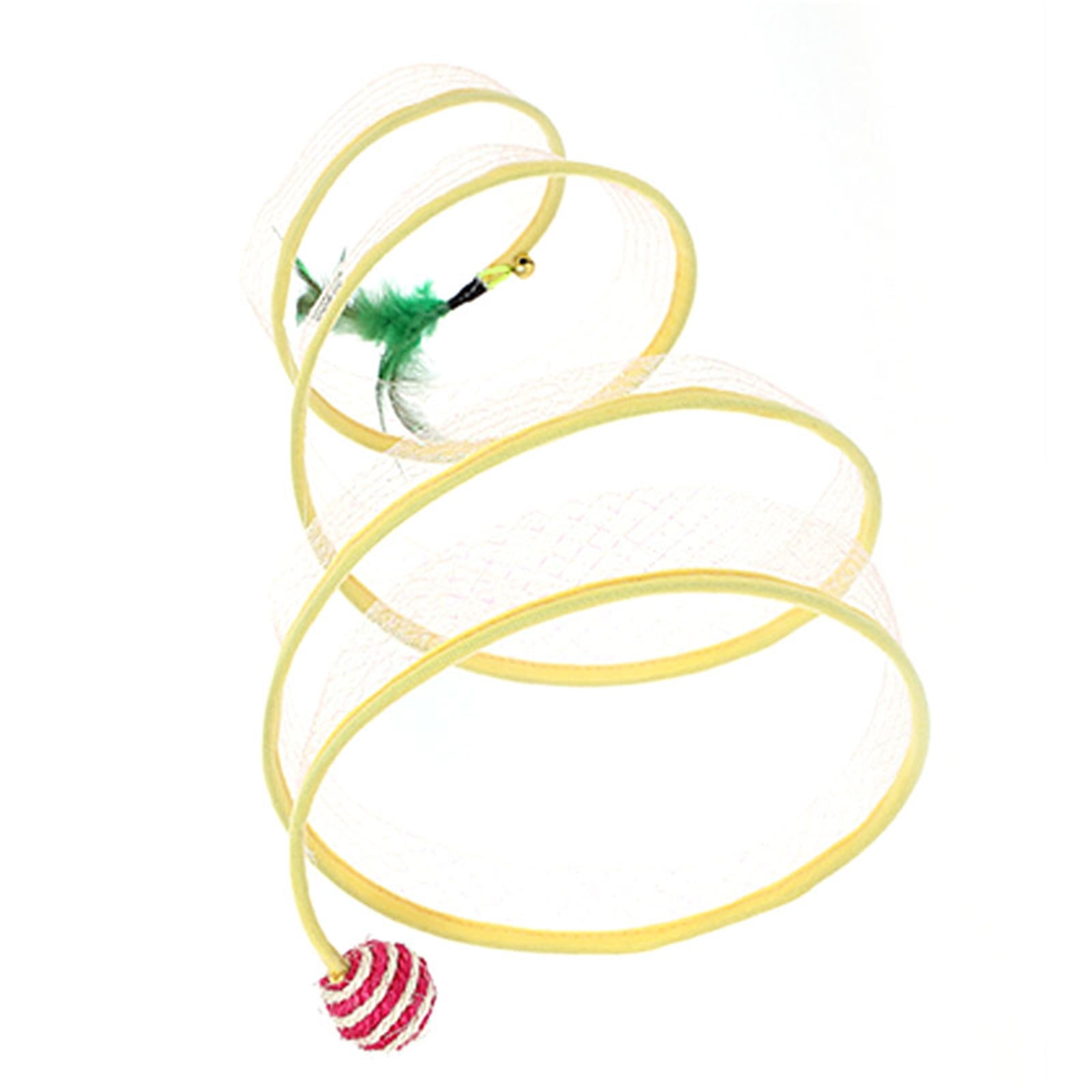 Interactive Cat Toy for Indoor Adventure, Portable Cat Tunnel with Feather Mouse Toys for Self-play Entertainment and Collapsible Design for Easy Storage, Safe and Odorless