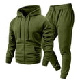 thumbnail image 2 of GrmtClth Tracksuit For Men 2 Piece Casual Athletic Set Full Zip Hooded Sweatshirt And Elastic Jogger Pants Soft Winter Sweatsuit For Outdoor Jogging Gym Wear Army Green XL, 2 of 7
