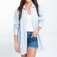 thumbnail image 6 of Elsie & Zoey Aaliyah L/XL Light Blue Gauze Long Sleeve Button Up Top for Women, 6 of 8