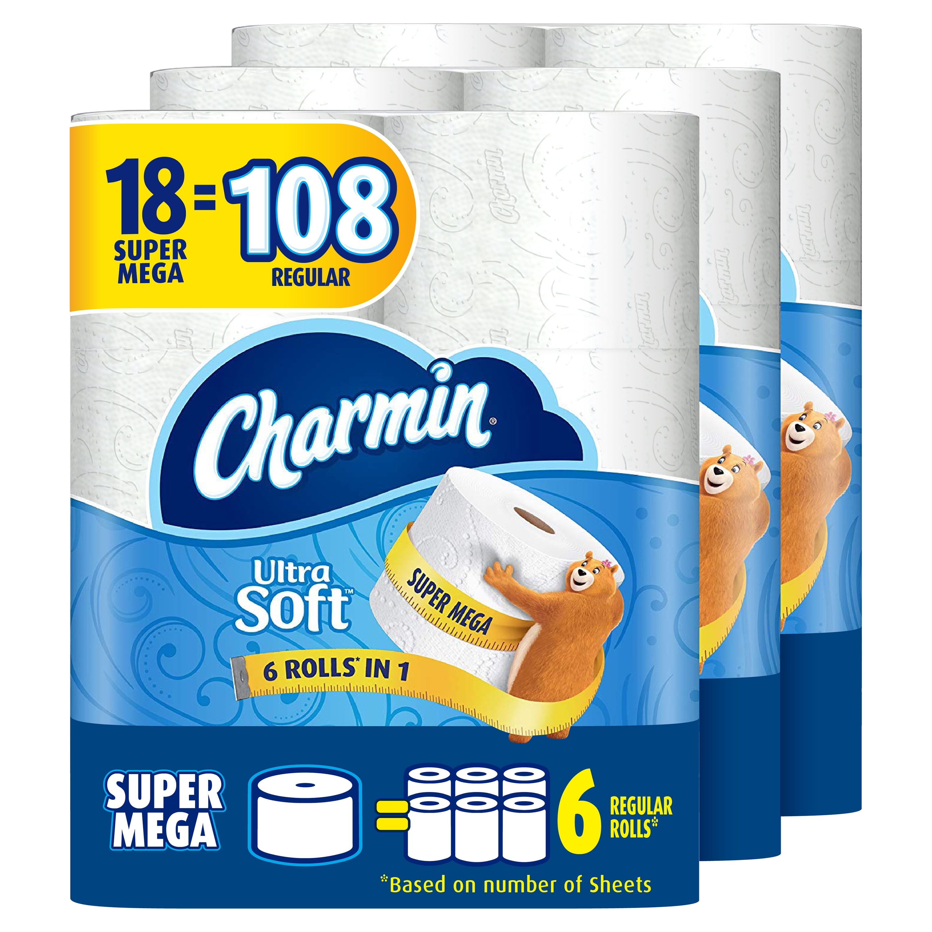 Ultra Strong AND soft Toilet Paper, 18 Super Mega Rolls