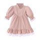 thumbnail image 1 of Odeerbi Niñas Vestido Manga Larga A-Line Primavera Verano Vestido Ruffle Princesa Color Sólido Dulce Cuello Redondo Vestido Manga Farol, 1 of 9