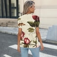 thumbnail image 5 of DDAPJ pyju Womens Boho Floral Tops Petal Short Sleeve Summer Casual Tunic Shirts Loose Fit Crewneck Pleated Blouse Prime Sales of The Day Beige XXL, 5 of 6
