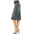 thumbnail image 2 of Be-Girl Women's Denim Maternity Midi Skirt Lycra Rib Elastic Waistband Vintage Wash - SG-77511, 2 of 6