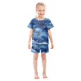 thumbnail image 3 of Watercolor Stars Pattern Summer Pajama Set Soft Cotton Short Sleeve Sleepwear 2PCS Pajama Sets Breathable Lounge Set Size 6Y, 3 of 7