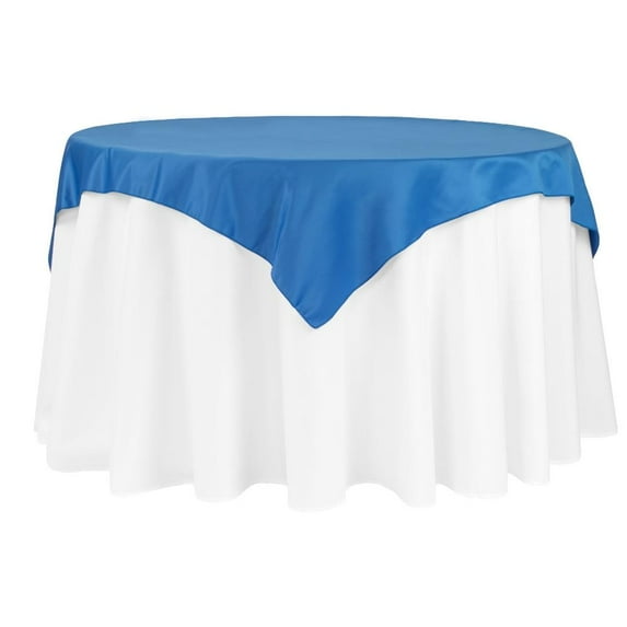1 Pc, Square 54" Lamour Satin Table Overlay - Royal Blue For Wedding Or Event Decor