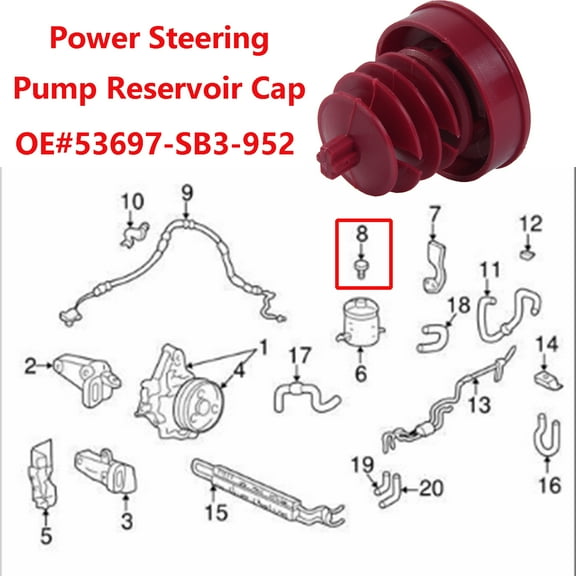OEMASSIVE 1X for Honda Accord Civic CRV Odyssey Pilot Power Steering Pump Reservoir Cap