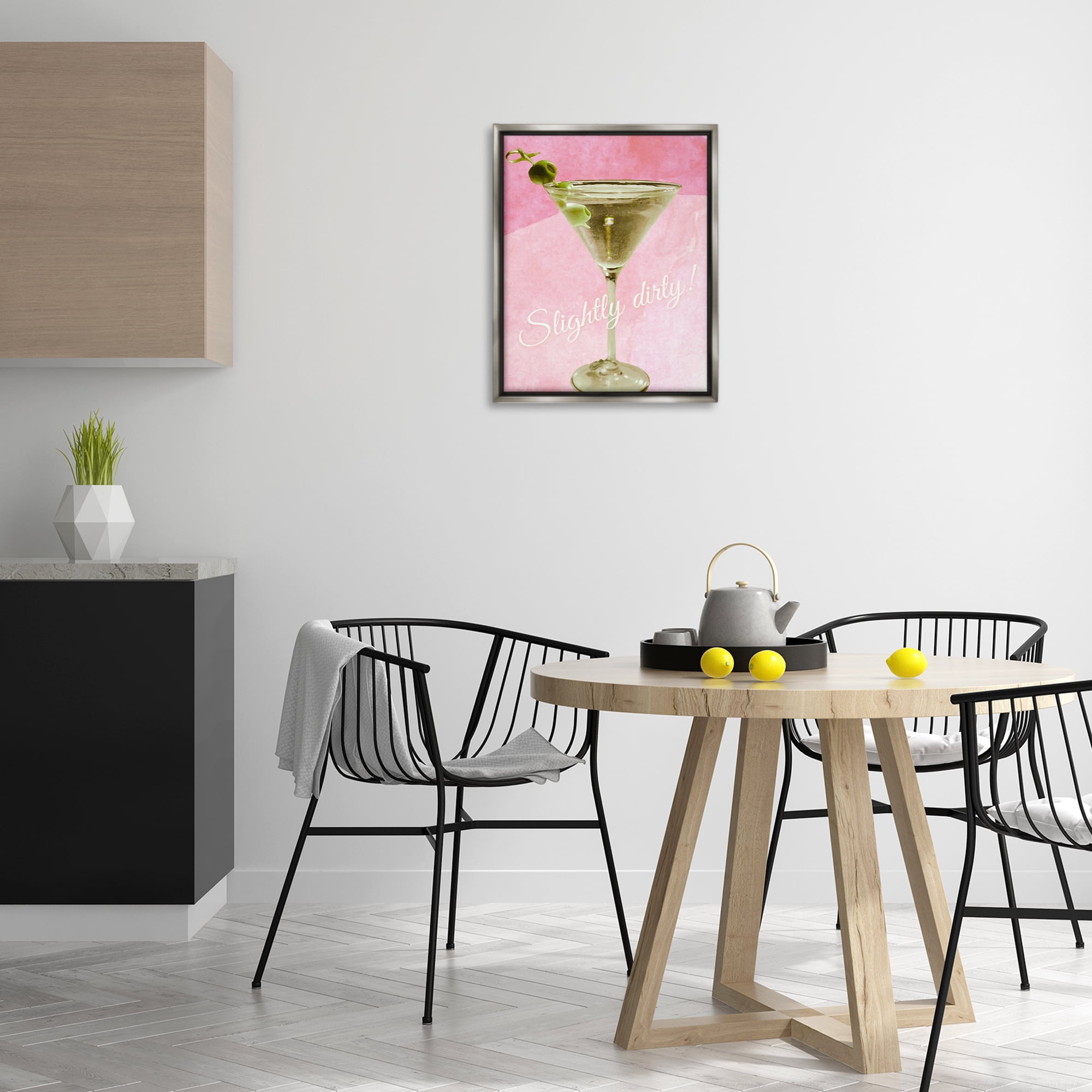 Stupell Industries Slightly Dirty Martini Food & Beverage Painting Gray Floater Framed Canvas Art Print Wall Art, 17 x 21