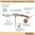 thumbnail image 5 of VinoYin 3-In-1 Red Waiters' Corkscrew - Stainless Steel with Rosewood Inlay,, 5 of 5