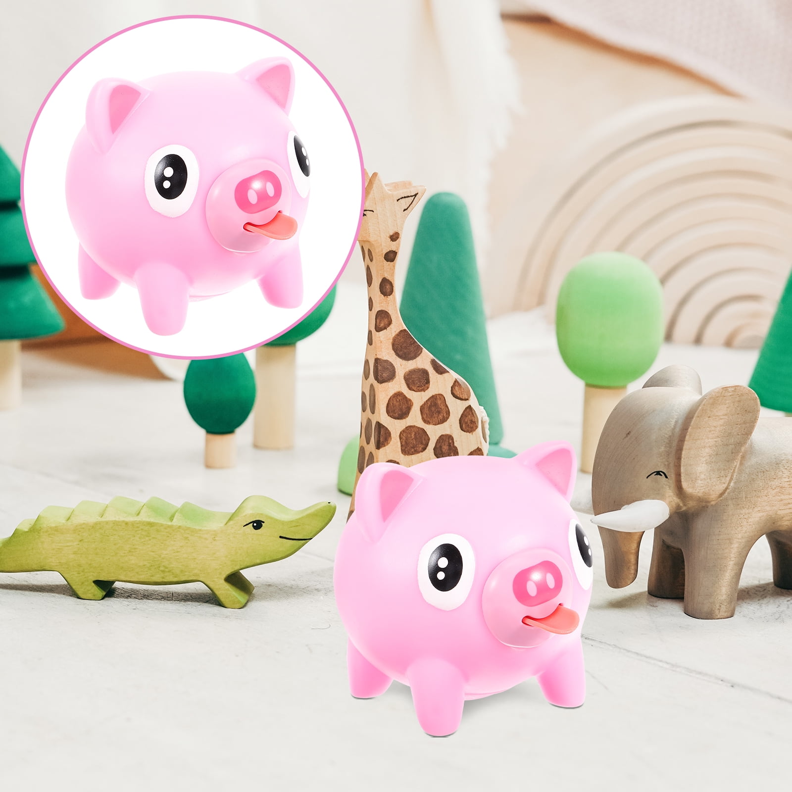 Rubber Squeeze Tongue Toy with Sound Pink Pig Walmart