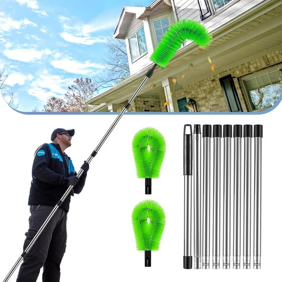 ACDANC Gutter Cleaning Tools from the Ground-10.5Ft Adjustable Gutter Cleaner with Brush,No Ladder Needed,Rain Gutter Clean Out Tool for Removing Leaves,Branches and Debris from Roof Gutters