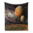 thumbnail image 1 of Galaxy Soft Flannel Fleece Throw Blanket, Universe Outer Space Planets Stars Deep Sky Objects Stones Astronomy, Cozy Plush for Indoor and Outdoor Use, 60" x 80", Green Purple, by Ambesonne, 1 of 6