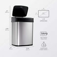 thumbnail image 7 of Nine Stars Automatic Bathroom Trash Can, 3 Gallon Stainless Steel, Motion Sensor Hands-Free Soft-Close Lid Garbage Bin, Silver, 7 of 7