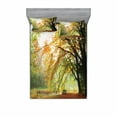 thumbnail image 2 of Forest Bedding Set with Sheet & Covers, Autumn View in a Forest with Faded Color Leaves European Northern Dutch Fall Image, Printed Bedroom Decor 2 Shams, 4 Sizes, Orange Green, by Ambesonne, 2 of 3