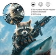 thumbnail image 4 of Funny Animal Shower Curtain, Cool Cute Raccoon Riding Shark Ocean Wave Shower Curtain for Bathroom, Fun Nautical Coastal Funny Kids Children Fabric Waterproof Bath Curtains with 12 Hooks 60x72in, 4 of 5