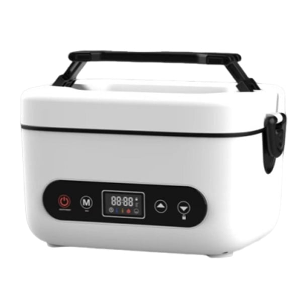 Fiambrera eléctrica inalámbrica de 1,2 l, calentador de alimentos para comidas de oficina y picnics al aire libre. Blanco