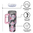 thumbnail image 4 of OBREWU French Bulldog and Flower Tumbler with Handle and Lid,French Bulldog and Flower 40oz Double Wall Vacuum Insulated Tumbler,Cups Gift for Women and Men, 4 of 7