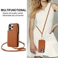 thumbnail image 2 of Wallet Case for Apple iPhone 12 Pro Max, with Crossbody Shoulder Strap & Hand Wrist Cards Holder Zipper Pocket Stand Feature Full Protective Shockpoof Phone Case for iPhone 12 Pro Max, Brown, 2 of 7