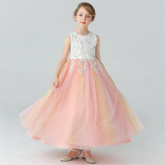 Cadeau pour Filles, Costume Princess à Imprimé Papillons, Robe Loli Mignonne pour Enfants, Col Rond, Manches Courtes, Nœud Brodé, Bouffante, Robe Princess