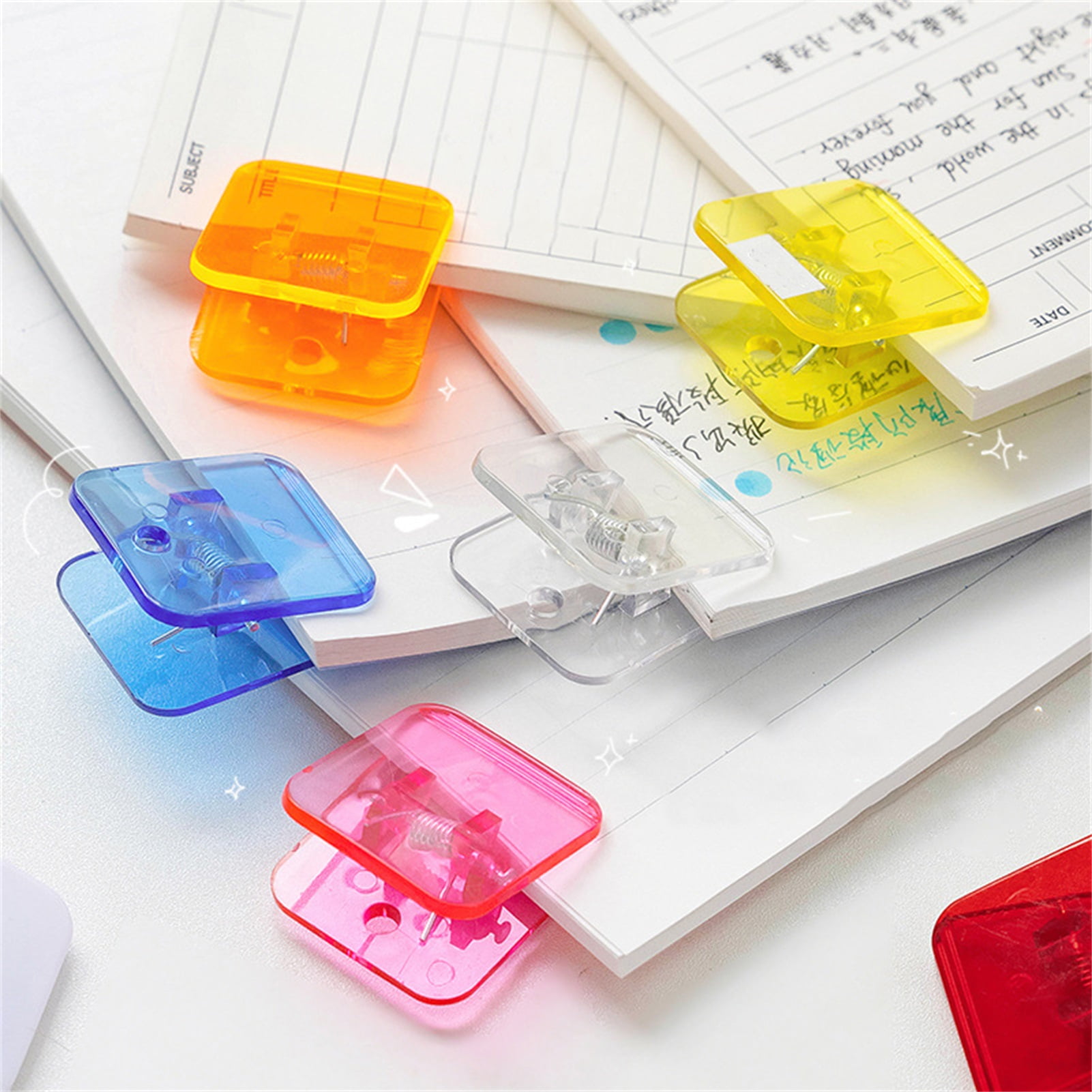 10PCS Color Plastic Folder Financial Binder Clips Notes Letter Paper Clips  Office Transparent Stationery Clip