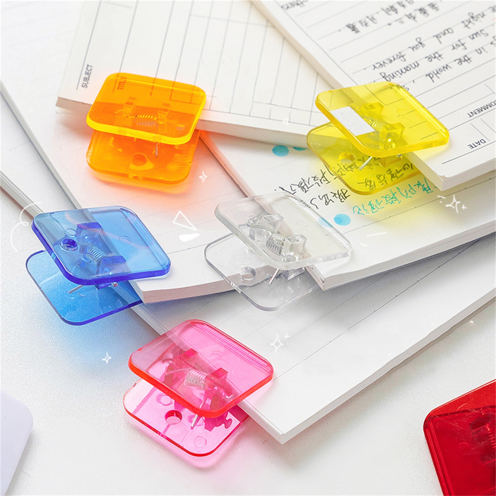 Yesbay 5Pcs File Clip Indeformable Acrylic Widely Used Square Binder Clip Office Supplies - image 1 of 8