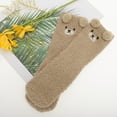 thumbnail image 2 of Unique Bargains 1 Pair Women's Cute Bears Pattern Sleep Cozy Socks Light Brown 93% Polyester 7% Spandex, 2 of 5