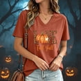 thumbnail image 2 of CAUYDY Women's Fall Halloween V Neck Shirt Lady Graphic Tee Short Sleeve Vintage Funny Family Party Matching Casual Holiday Tops Spooky Season Tee Orange Sizes 3XL, 2 of 5