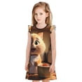 thumbnail image 1 of Bingfone Chat de Cuisine Dessin Animé pour Filles Robe de Nuit Manches Volantes, Pyjamas Robe de Princesse pour Filles Vêtements de Maison-Petit, 1 of 6