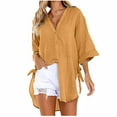 thumbnail image 2 of Giftesty Womens Plus Size Womens Loose Button Long Shirt Dress Cotton Ladies Casual Tops T-Shirt Blouse, 2 of 5