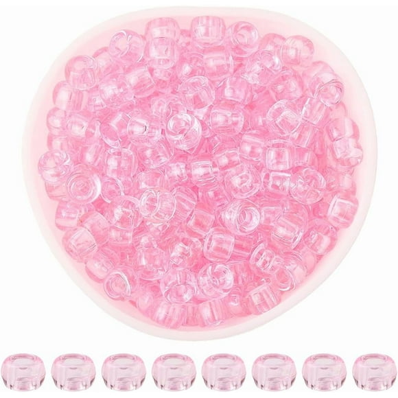 800 Pcs Perles Transparentes Roses en Forme de Poney Perles en Plastique 9 x 6mm Petits Trous Lisses Grandes Graines Espaceurs en Vrac Accessoires pour Fabrication de Bijoux Bracelets Colliers Décoration Artisanale DIY