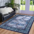 thumbnail image 2 of Wondo 4x6 Area Rugs for Living Room, Machine Washable Vintage Rug, Non-Slip Low Pile Throw Rugs with Rubber Backing Washable Carpet for Bedroom Dining Room Kitchen Home Decor, Blue & Purple, 2 of 7