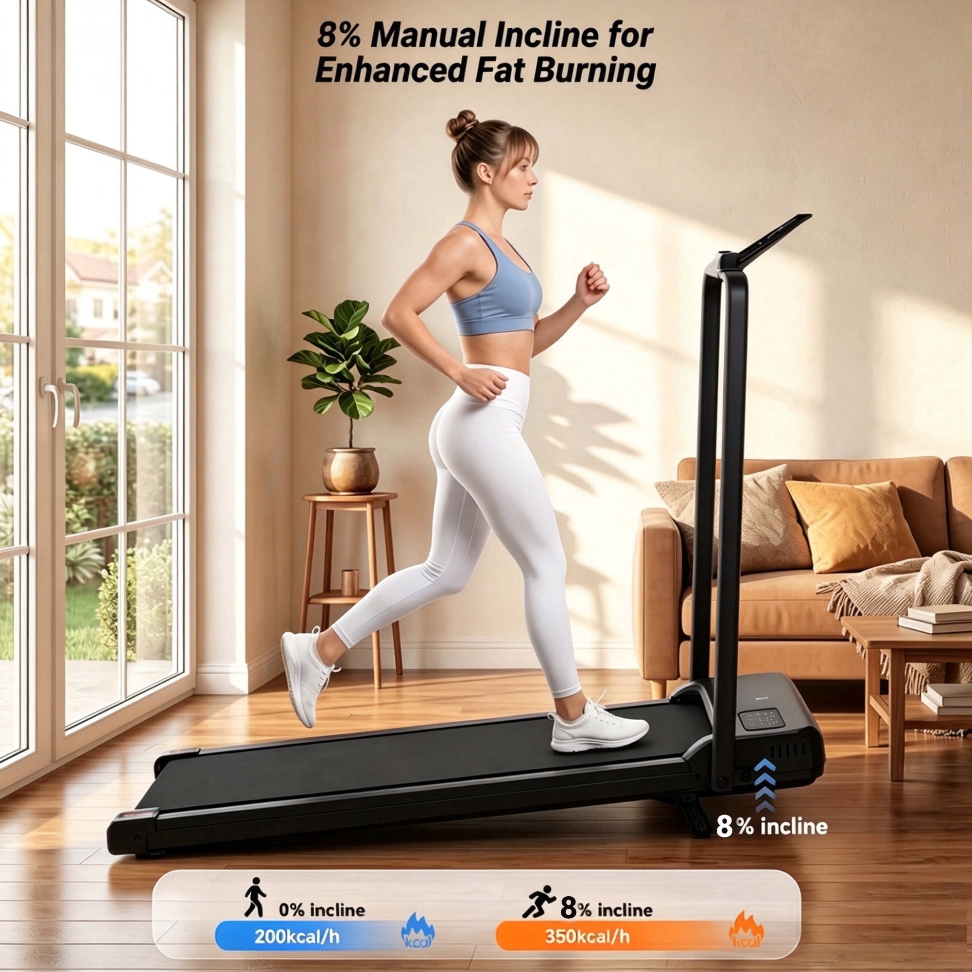 3-in-1 Walking Pad with 8% Incline & Vibration, 2.5HP Under Desk Treadmill for Home Office, 300 lbs Capacity Portable Treadmill with Handlebar, Installation-Free & Space-Saving
