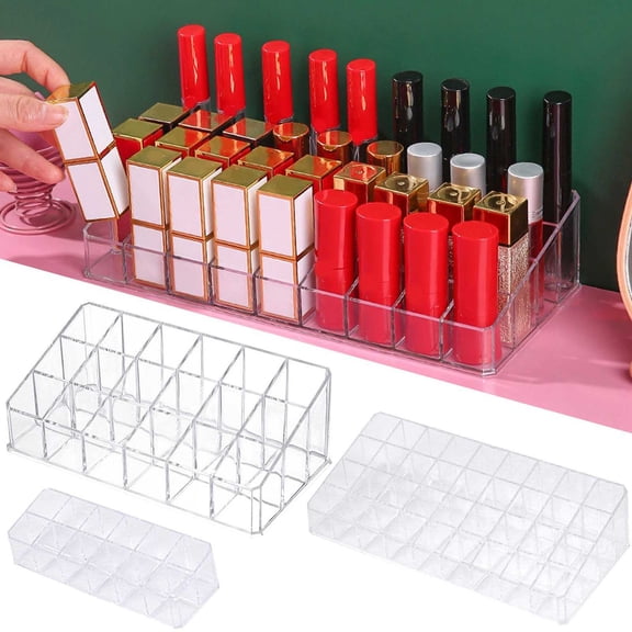 Coziro Classic 12 Slot Transparent Acrylic Lipstick Holder, Compact Cosmetic Organizer for Vanity and Drawer, Clear Makeup Storage Display Case, 1 Pack
