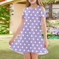 thumbnail image 3 of XADYUY Summer Dress for Girls 7-8 Casual A-Line Sleeveless T-Shirt Dress for School Polka Dot Summer Crew Neck Swing kids sundresses girls 4-16,Light Purple 11-12 Years, 3 of 6