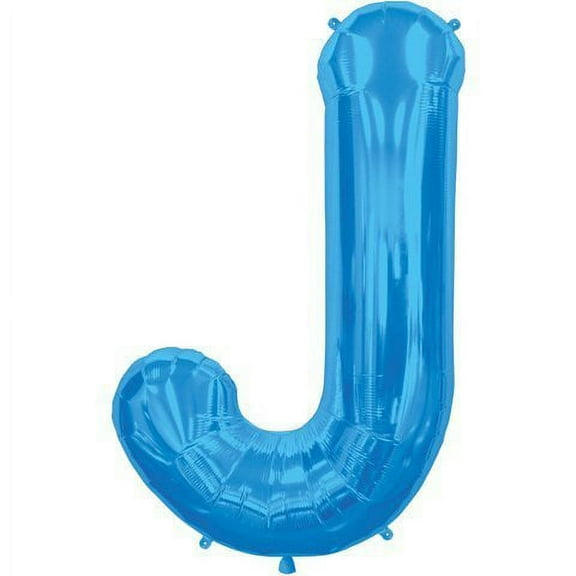 Letter J - Blue Helium Foil Balloon - 34 inch